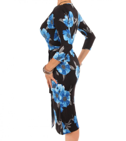 Blue Floral Wrap Dress