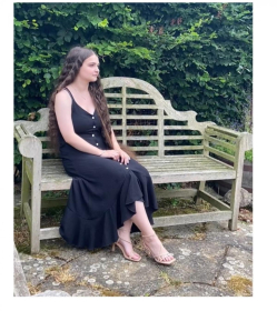 Black Button Through Dip Hem Dress