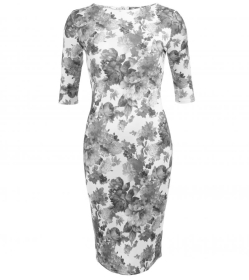 Grey and Ivory Floral Shift Dress