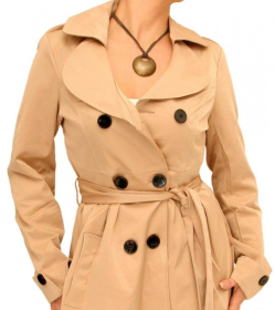 Beige Three Quarter Length Mac Coat