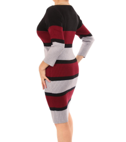 Burgundy Striped Jumper Dress