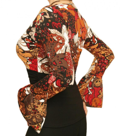Red and Brown Floral Print Bell Sleeve top