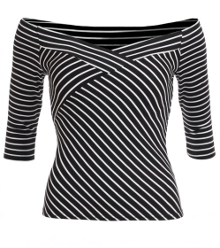 Black and White Striped off the Shoulder Top