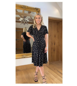 Black and Mocha Spot Fit and Flare Dress