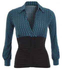 Black and Teal Spot Print Corset Top