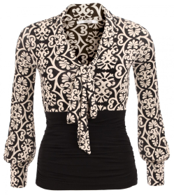 Black and Ivory Pussy Bow Top