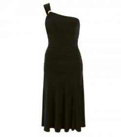 Black Crystal Diamante One Shoulder Cocktail Dress