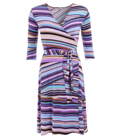 Purple Striped Wrap Dress
