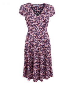 Purple Ditsy Print Tea Dress