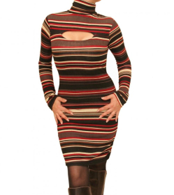 Red and Black Fine Knit Jumper Dress