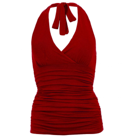 Wine Figure Hugging Halter Neck Top