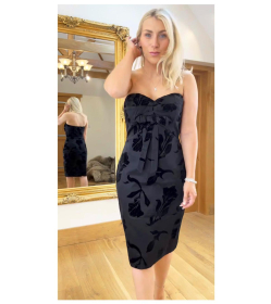 Black Fully Lined Floral Bustier Dress