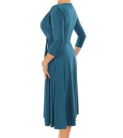 Teal Fit & Flare Tie Detail Dress