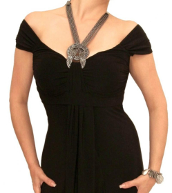 Black Halter Chain Evening Dress