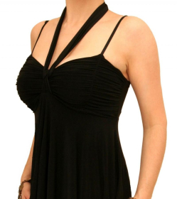 Black Strappy Halter Neck Tunic Top