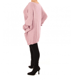 Pink Oversized V Neck Jumper