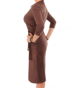 Chocolate Brown Faux Suede Wrap Dress