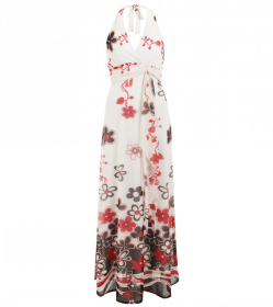 Red and White Floral Maxi Dress