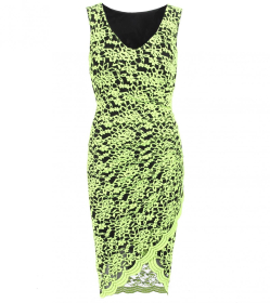 Lime Green Lace Ruched Dress