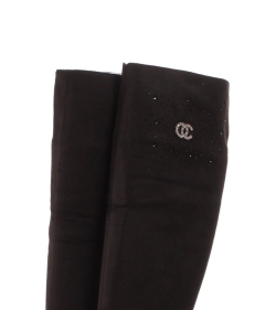 Black Suede Effect over the Knee Flat Boots