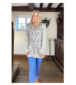 Grey and Ivory Marl Chunky Knit Jumper