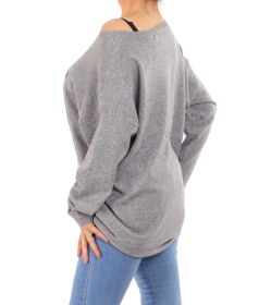 Grey Oversized Sparkly Slouch Jumper