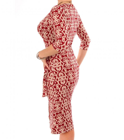 Wine and Ivory Printed Wrap Dress