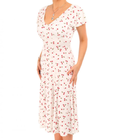 Cherry Print Fit and Flare Dress