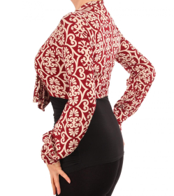 Wine and Ivory Pussy Bow Top