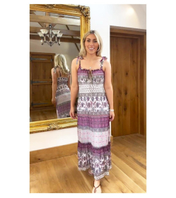 Paisley Print Mesh Maxi Dress