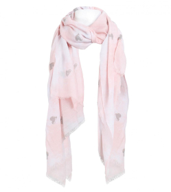 Rose Pink Heart Print Scarf / Sarong
