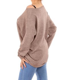 Mocha Oversized Sparkly Slouch Jumper