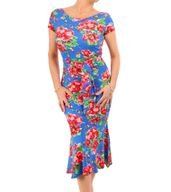 Blue Floral Flippy Hem Dress