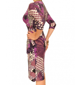 Purple Print Slinky Wrap Dress