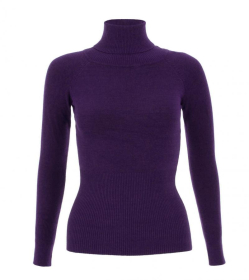 Purple Polo Neck Clingy Jumper
