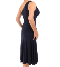 Navy Blue Crystal Diamante One Shoulder Cocktail Dress