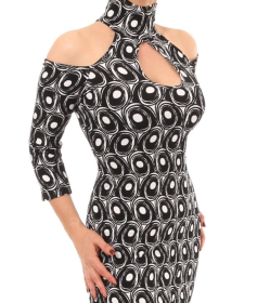 Black and White Cut Out Choker Dress