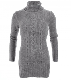 Grey Cable Knit Long Jumper