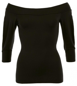 Black off the Shoulder Split Sleeve Top