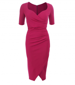 Dark Pink Sweetheart Neckline Midi Dress