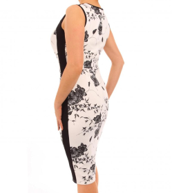 Ivory Floral Cut Out Keyhole Dress