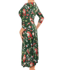 Green Floral and Bullfinch Dress
