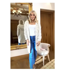 Oatmeal Cable Knit Hooded Cardigan