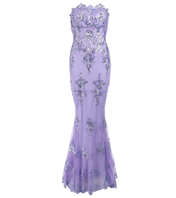 Lilac Sequin Strapless Maxi Dress - Tall