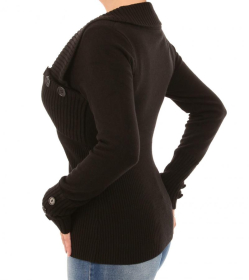 Black Asymmetrical Button Detail Jumper