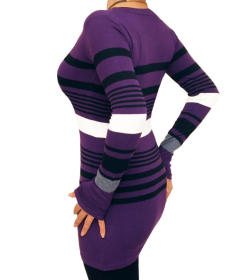 Purple Striped Scoop Neck Jumper