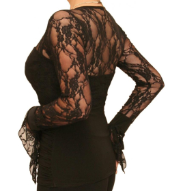 Black Lace Bell Cuff Clingy Top