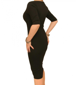 Black Textured Waffle Shift Dress