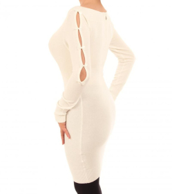 Ivory Cut Out Bow Detail Tunic Jumper