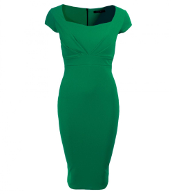 Emerald Green Pleat Detail Midi Dress